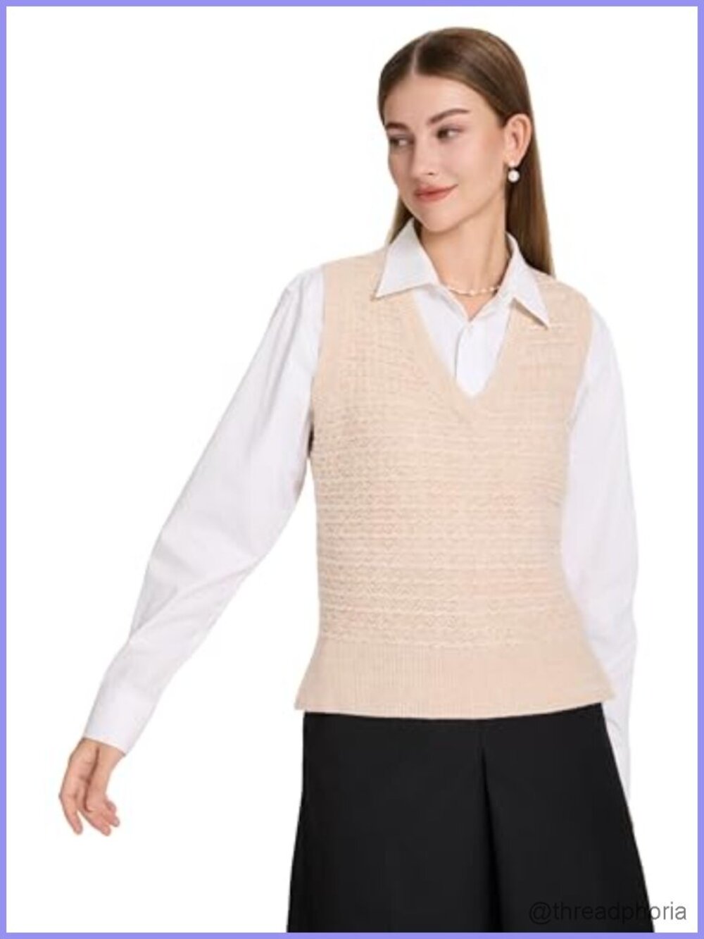Women's V-Neck Sleeveless Knit Sweater Vest Ribbed Casual Pullover